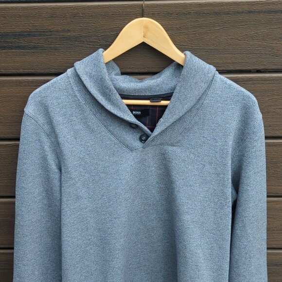 Men's Hugo Boss Gray Cowl Neck Sweater - M Like New - Picture 5 of 9